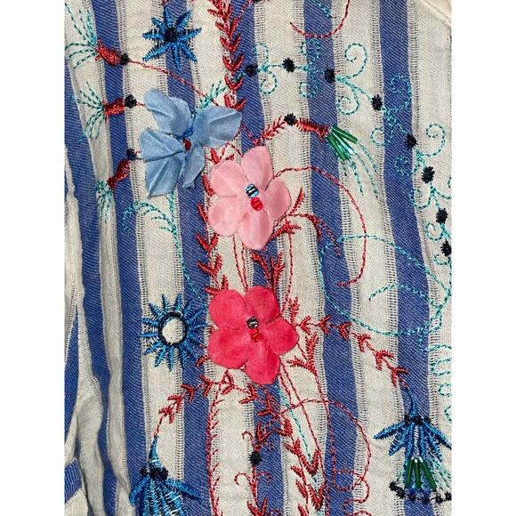 Aratta Silent Journey Floral Stripe Shirt Dress size Medium - Picture 2 of 13